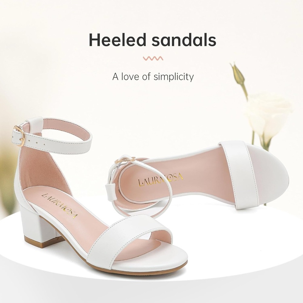 Girls High Heels Sandal for Girls Open Toe Ankle Buckle Big Girls Size 4.